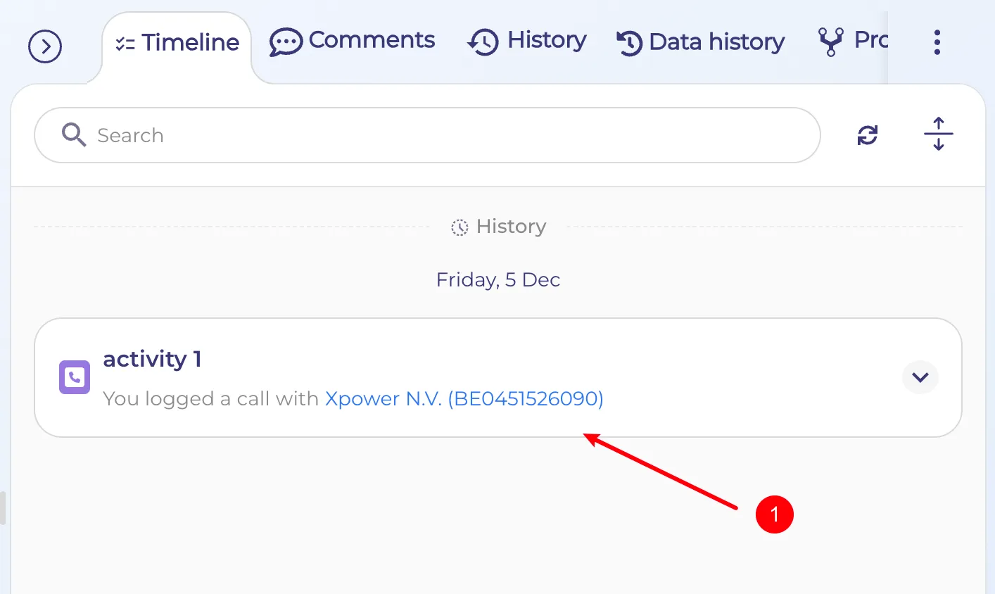 Reference in the timeline tab