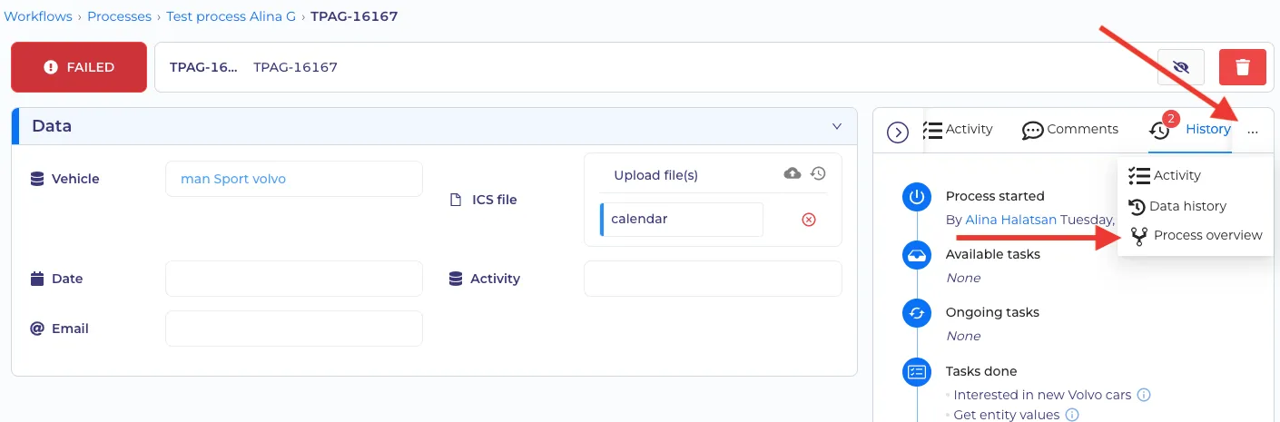 Selection of 'Process overview'