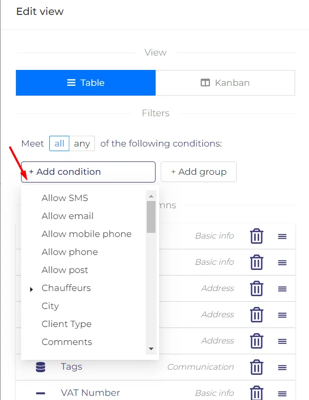 All conditions options
