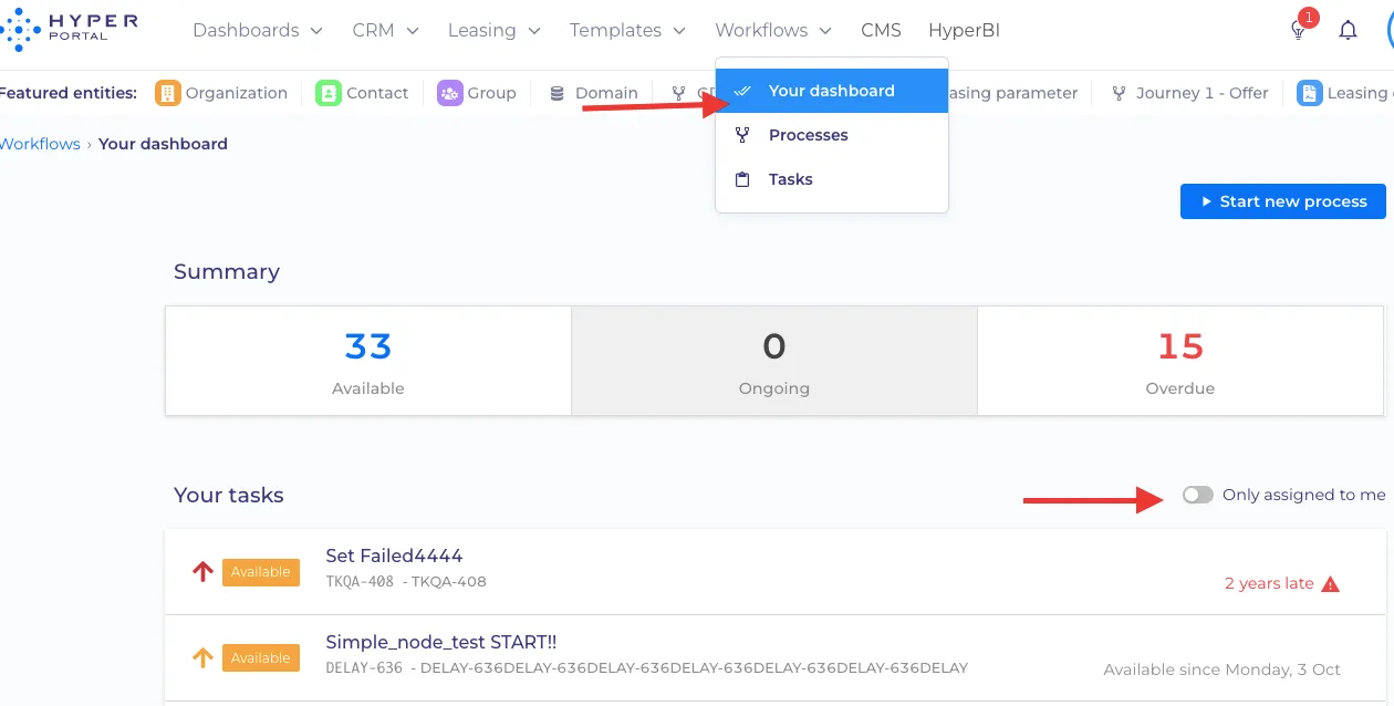 How to select 'Your dashboard'