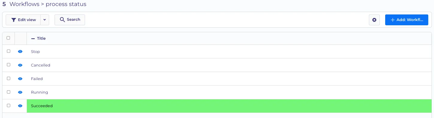 The status "Succeded" is colored in green