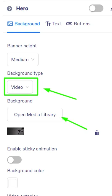 Hero Block - Background Video setting