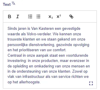 Topic block - Text settings - Text content