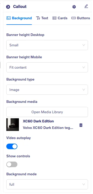 Callout Block - Background settings