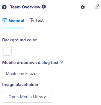 Team Overview - General settings