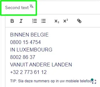Contact Banner - Text settings second column