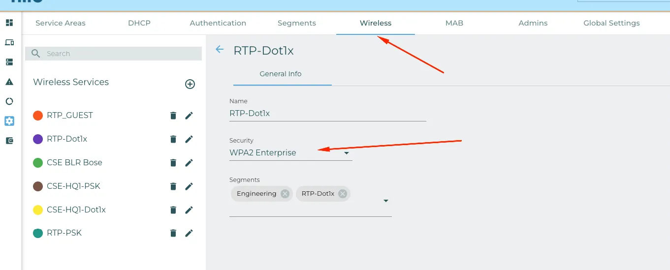 Network Setup: Wireless configs