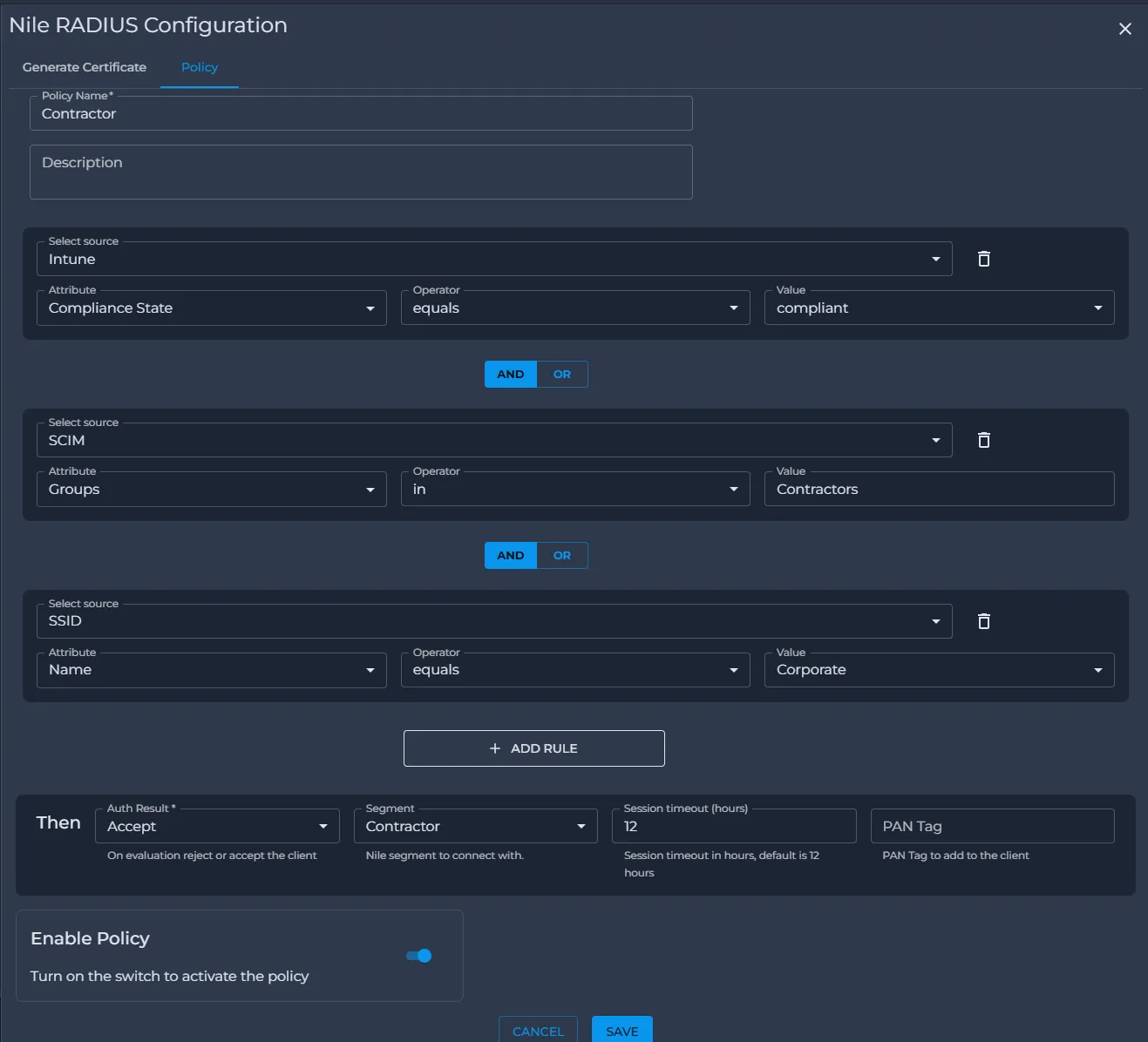 Contractor RADIUS Policy