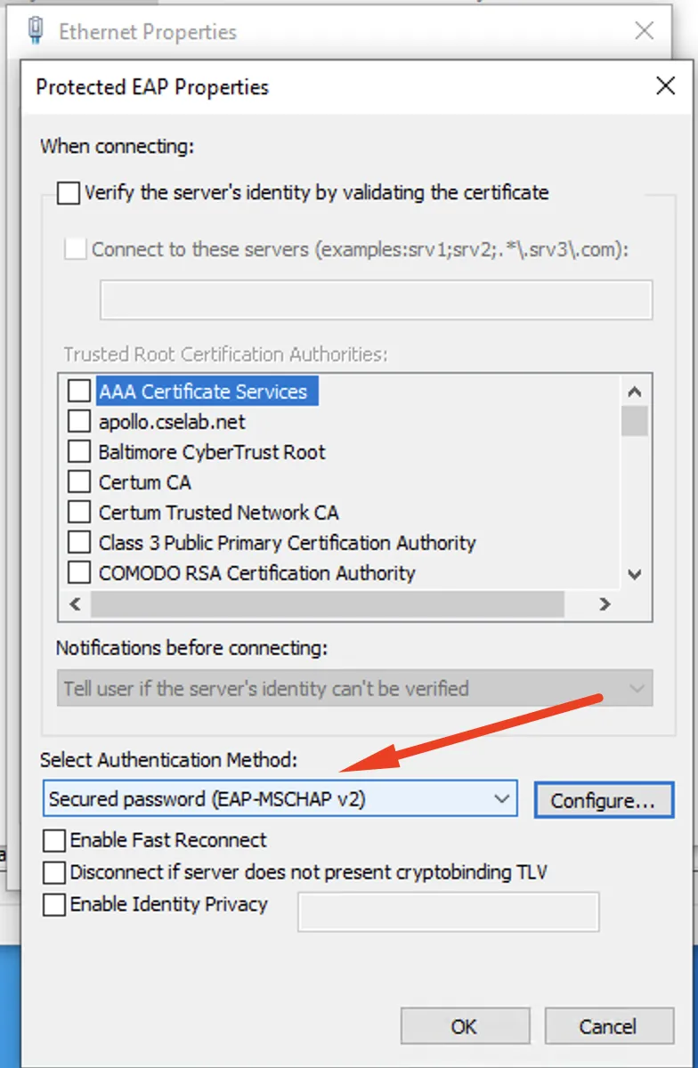 Windows: Supplicant config
