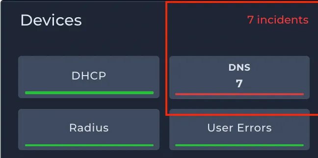 Devices page: DNS info