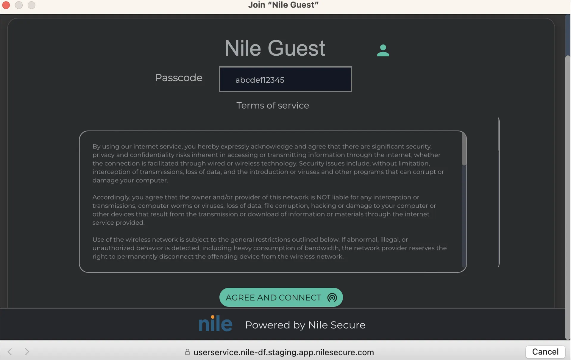Captive Portal Page