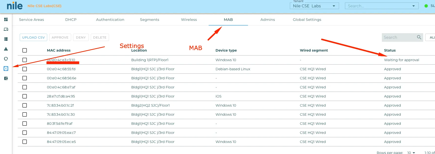 Settings: Access management