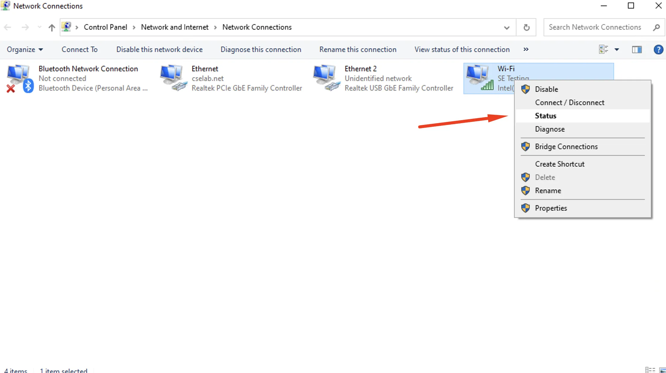 Windows: Wifi adapter properties
