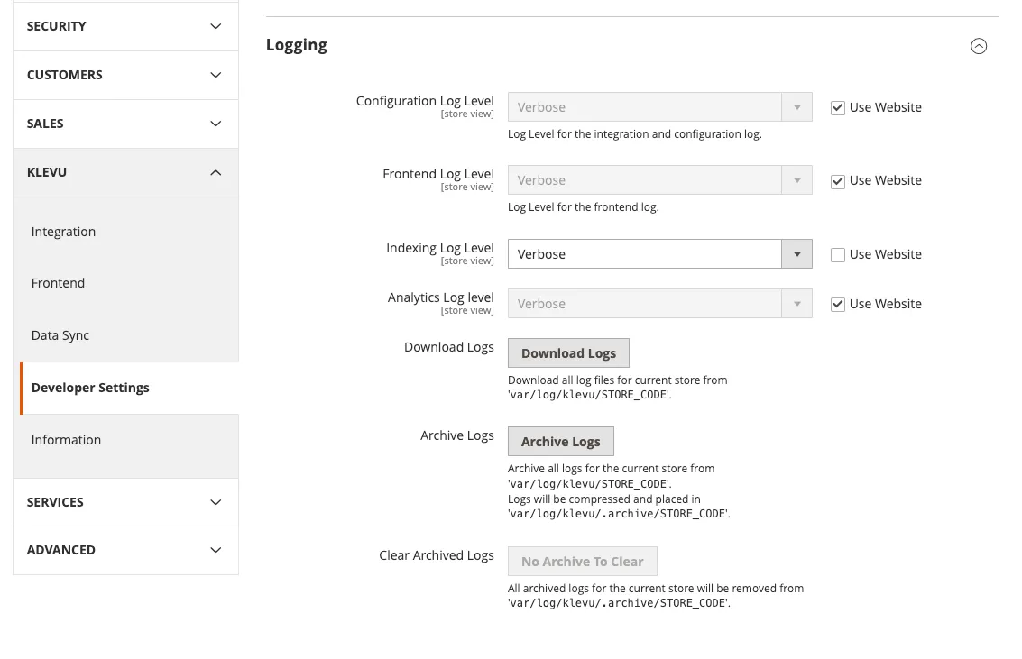 Config Logging Settings Config Logging Settings