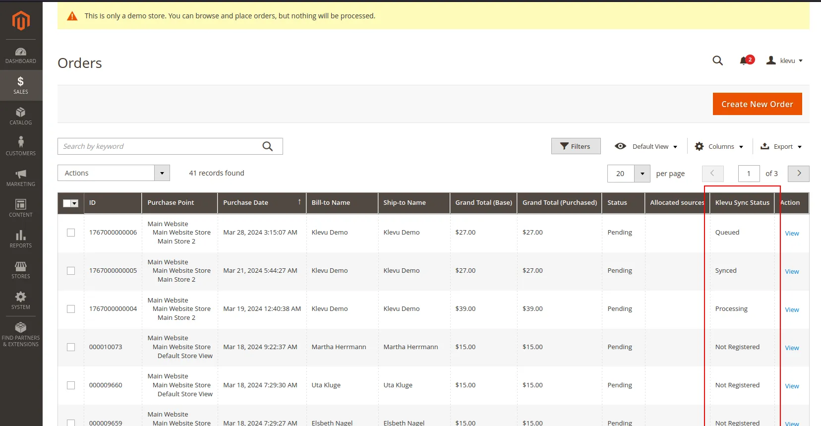 Sales Orders Grid