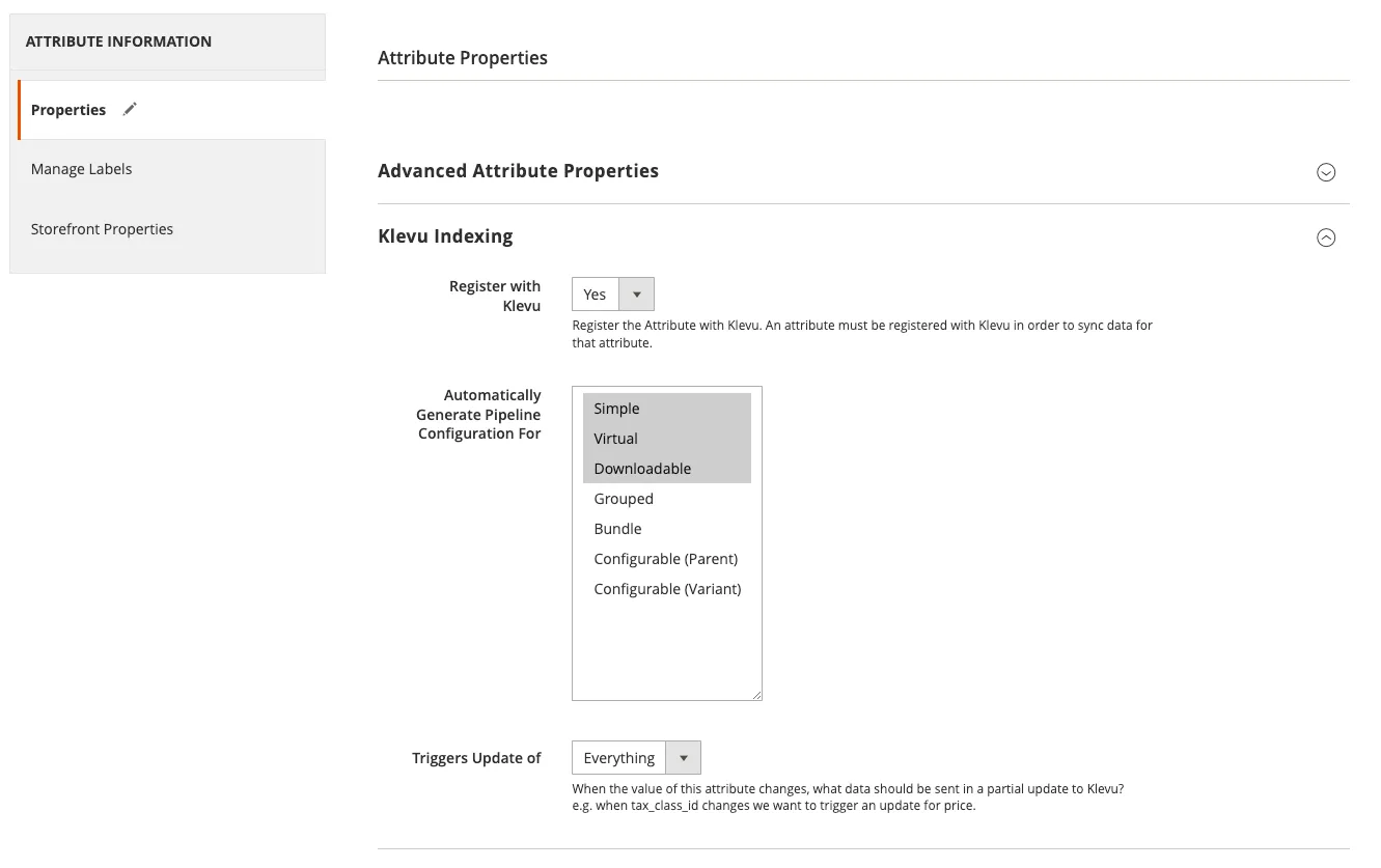 Magento Attribute Properties