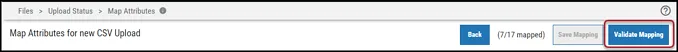 Generic Upload - Validate Mapping Button Location