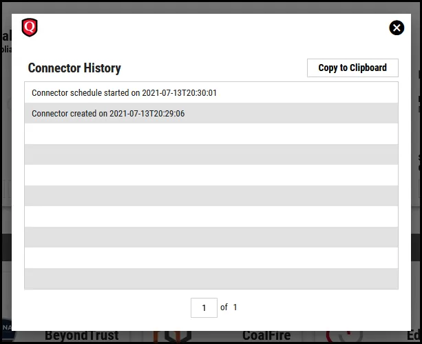 Qualys PC - Connector History