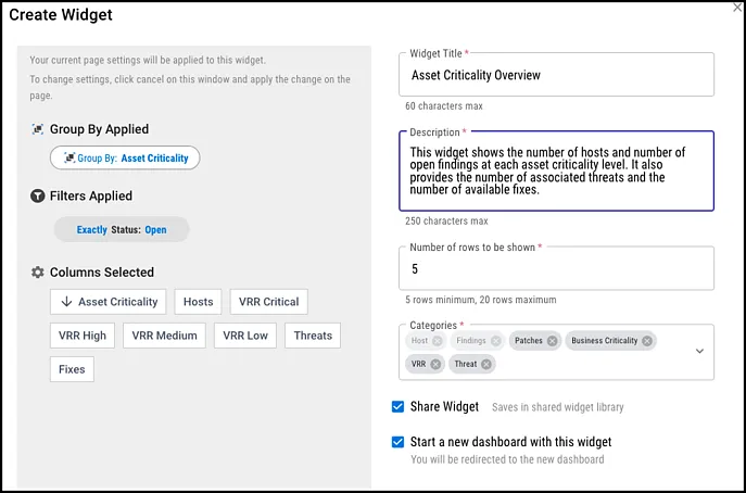 User Widgets - Create Widget Window