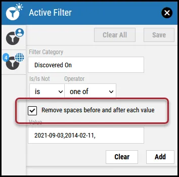 Active Filters - Remove Spaces