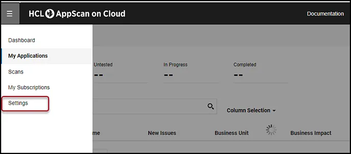 HCL Connector - Settings Menu Location