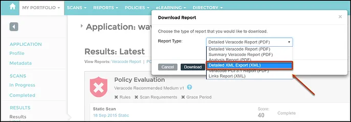 Veracode DAST - Select Detailed XML Export Veracode DAST - Select Detailed XML Export