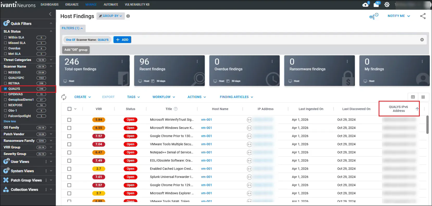 Qualys IPv6 Addresses in Host Findings Qualys IPv6 Addresses in Host Findings