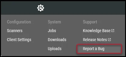 Report a Bug - Report a Bug Menu Location