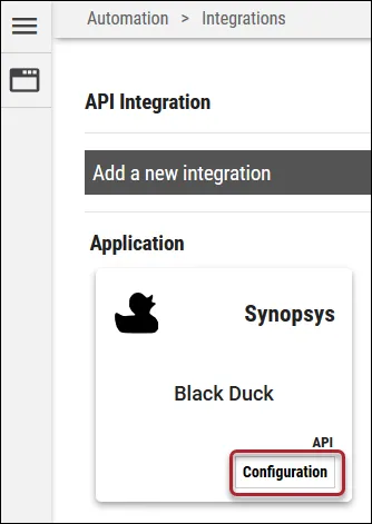Black Duck Guide - Black Duck Tile Configuration Button