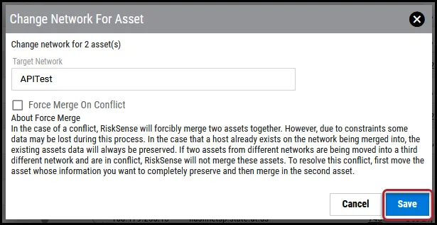 Change Host Network - Save Button Location