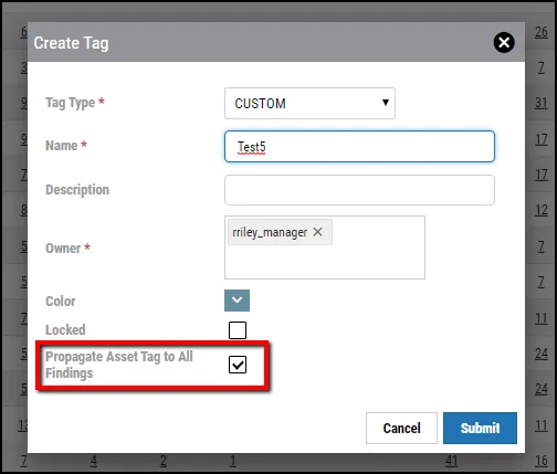 Tag Creation - Create Tag Window