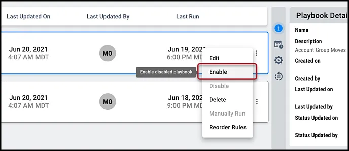 Playbooks - Enable Playbooks