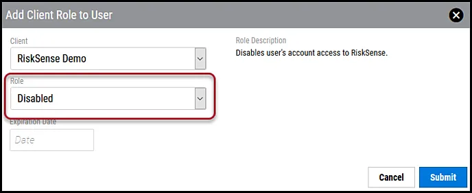 Disable User - Select Disabled Role-1