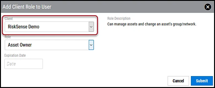 Disable User - Select Client