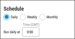 Connectors - Schedule Section in Configuration Window