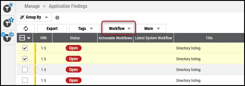 Findings to Workflow - Workflow Button Location Findings to Workflow - Workflow Button Location