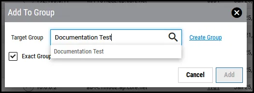Add Application to Group - Exact Group Name to match Example