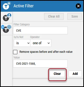 Active Filters - Clear Button Location