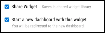 User Widgets - Share Widget and Start New Dashboard