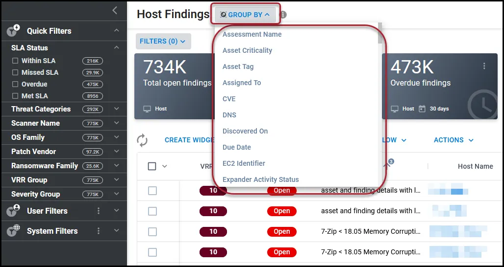 Location of the Group By button along with the Group By menu. Location of the Group By button along with the Group By menu.