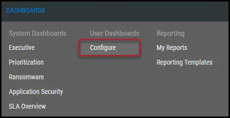 Dashboards - Configure Menu Location Dashboards - Configure Menu Location