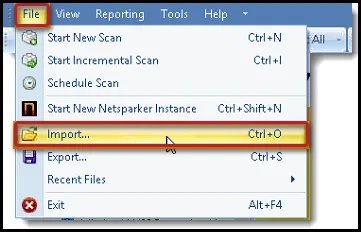 Netsparker - Import Menu Location Netsparker - Import Menu Location