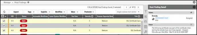 BMC Remedy Connector - Tickets Location in Finding Detail Pane