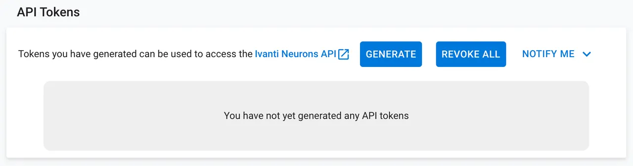 API Token - User Settings