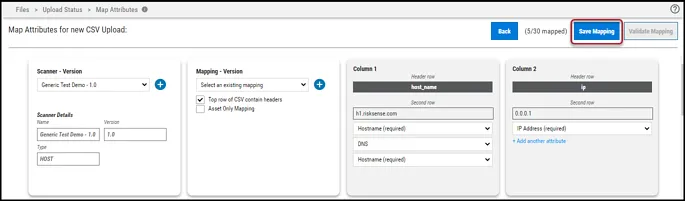 Generic Upload Guide - Save Mapping Button