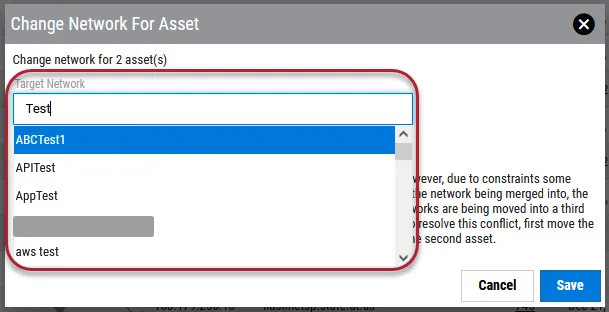 Change Host Network - Target Network Field