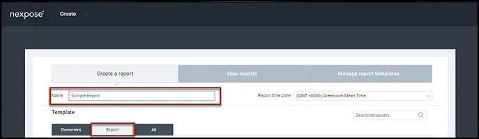 Nexpose Data Export - Create a Report Name