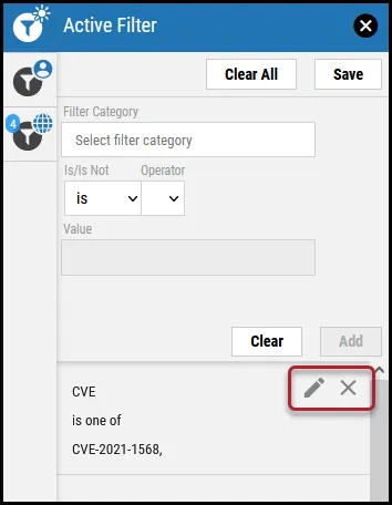 Active Filters - Edit and Remove Filter