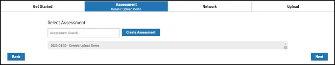 Generic Upload - Create or Select Assessment