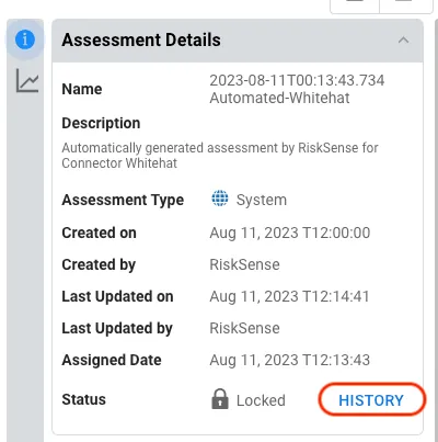 Assessment History - History Button Location